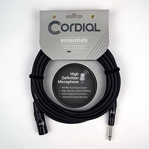 Микрофон Кабел CORDIAL Essentials - Plug XLR с 3 полюса и жак 1/4 инча, Моно, на 25 фута, Микрофон, Кабел, Аксесоари за Китара