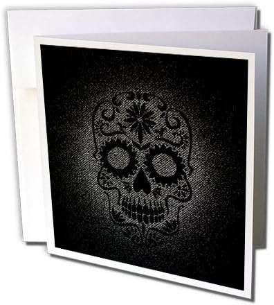 3D Кръгла черна модни картичка с черепа на ужас, 6 x 6, единична (gc_236813_5)