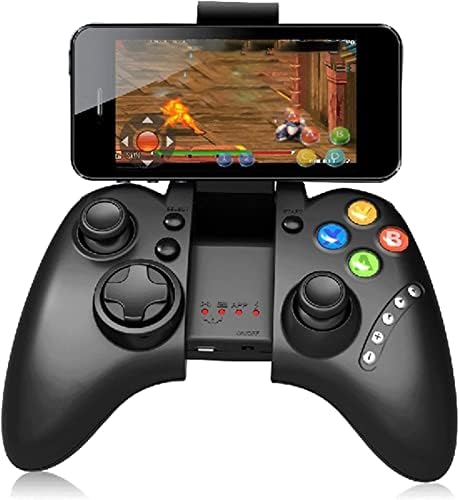 Контролер геймпада DULASP, безжичен контролер геймпада, джойстик за мобилен телефон с прибиращ притежателя на телефона, за игри