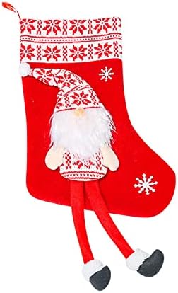 Коледни Светещи Пръстени, Коледни Чорапи, Два Стил, Дълги Чорапи, Окачени Чорапи за Камината, Декоративни Чорапи под формата на