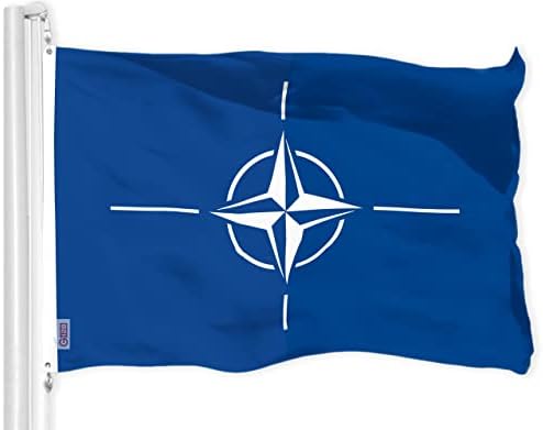 Знаме на Организацията на Северноатлантическия договор G128 НАТО | 3x5 фута | LiteWeave Pro Series от 150D полиестер с принтом |