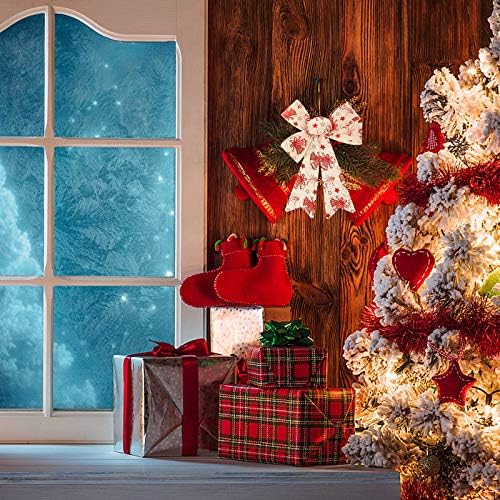 1 Комплект от 2 бр 25 см Коледни Декоративни Панделки Красиви Печатни Ленени Панделки Коледна Украса Подаръци Украса