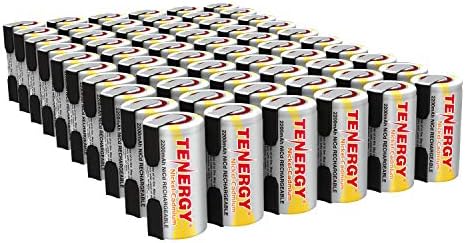 Батерия Tenergy 2200mAh Sub C NiCd за електрически инструменти, Акумулаторни Батерии Sub-C с плосък покрив 1,2 В раздели, 15 бр.
