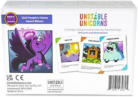 Базовата игра TeeTurtle Unstable Unicorns - Стратегическа игра на карти и забавления за възрастни и тийнейджъри