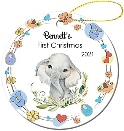 Обичай Детски Първата Коледа един слон теле 2021 1-аз Мультяшная Картина Украса за Новородено, Детски Коледни Сувенири Нови Родители