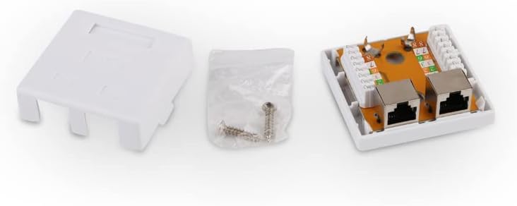 Кутия за повърхностен монтаж Keystone Джак от Detroit Packing Co. на белия цвят (25 опаковки кутия с 2 порта CAT6)