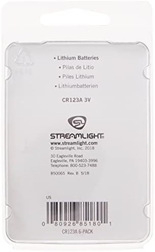 Streamlight 85180 Литиеви батерии 3V cr123a lithium, 6 бр., Черен
