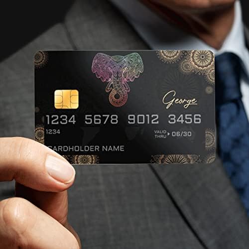 Персонални Стикер на кредитна карта С Индивидуален името на Слон Животно Водоустойчив Винил Обвивка за Кожата Блестящи Подаръци