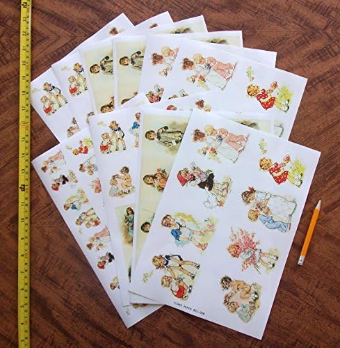 Опаковъчна хартия за декупажа (10 листа формат А4 / 8 x12) на Деца да Играят с цветя Реколта хартия FLONZ