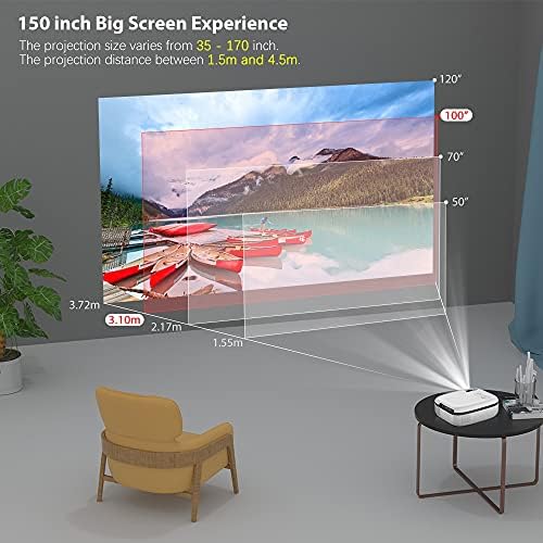 WDBBY New Tech 5G Мини проектор TD92 Native 720P Проектор за смартфон с 1080P Видео в 3D Преносим Проектор за домашно кино (Размер: