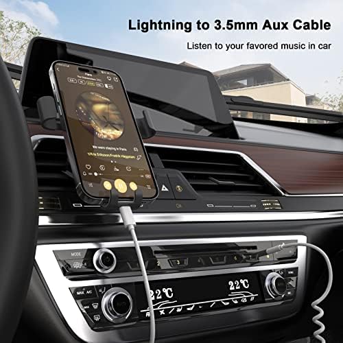 Спирален кабел за iPhone, Aux, [Сертифициран от Apple Пфи] Светкавица конектор за слушалки 3.5 мм, Адаптер за свързване аудиокабеля