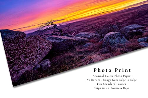 Печат на снимки Great plains - яркото Изображение на залеза от върха на планината Скот в планините Уичита, щата Оклахома, Изкуството