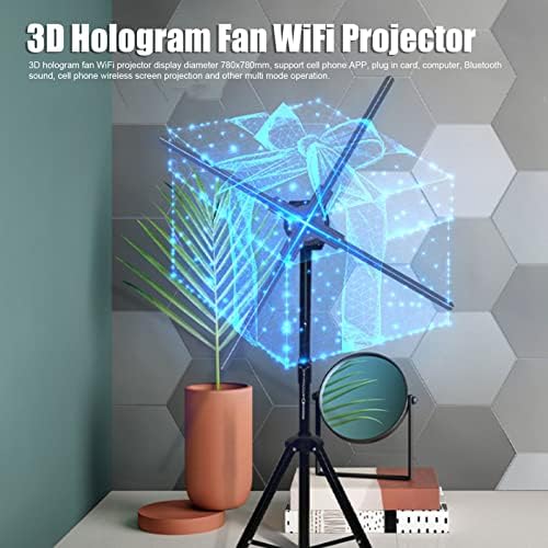 Проектор, WiFi с 3D-Голограммой, 3D-Холограма Рекламна Машина, led вентилатор с голографическим резолюция 30,7x30,7 инча 2000x928
