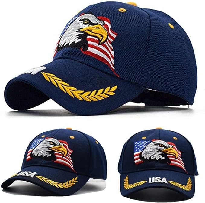 Америка Флаг на САЩ Орли Est 1776 Шапка Шапка-Дишаща Бейзболна шапка с Регулируем Размер за Мъже и Жени с бродерия