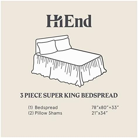 Комплект спално бельо HiEnd Accents Luna от 3 теми, комплект Воали за поли с волани и наволочками, Slate Super King Size, Романтичен