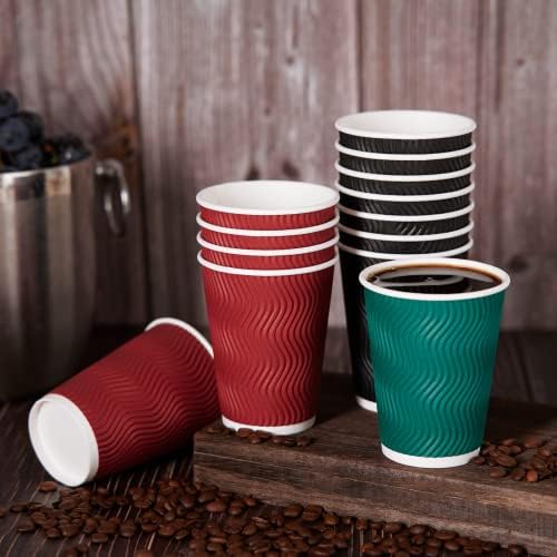 MUCHII [120 ОПАКОВКИ] Хартиени Чаши Кафе на по 12 мл, Цветни Кафе за Еднократна употреба, Чаши, Изолирани Гофрирани Хартиени Чашки