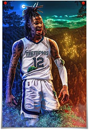 Ja Morant Плакат Баскетбол Платно Стени Книга за Изкуството на Memphis Grizzlies Плакати за Nba Youngboy Книги За Изкуството Картина на Платно Спалня Стенен Декор Баскетбол Спортни