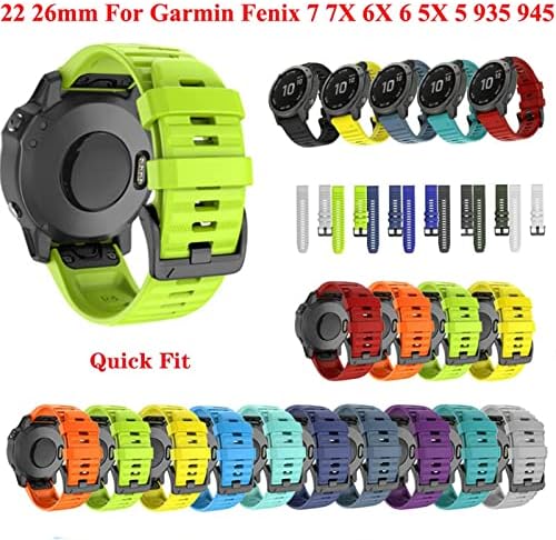 BNEGUV 26 20 22 ММ Силикон быстроразъемный каишка за часовник Garmin Fenix 6X 7X Watch Easyfit Каишка на китката (Цвят: озерно-синьо-зелено,