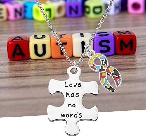 CENWA Аутизъм Колие Информираността за Аутизма Бижута Специални Нужди Подарък Учител на Любовта Без Думи Парче от Пъзела Колие