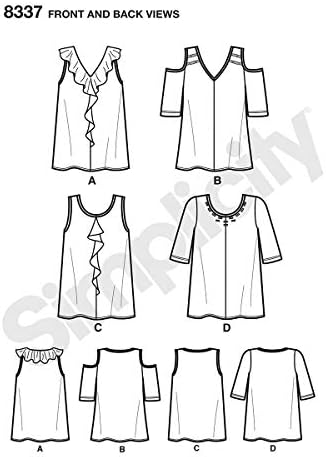 Simplicity US8337A Дамска Блуза-риза с открити рамене, Модели за шиене, Размери XXS-XXL