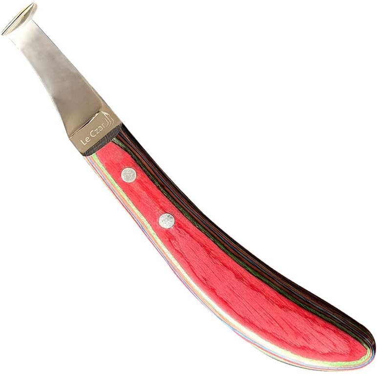 LeCzar супер остър нож за копита с петлевым острие за дясната ръка от японска неръждаема стомана, с гладка дървена дръжка