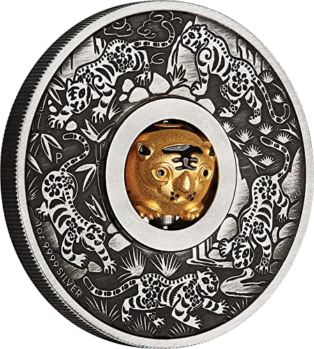 2022 Модерна Възпоменателна монета PowerCoin Година на Тигъра, Въртящи Чар, една Сребърна Монета с тегло 1 Унция, 1 долар Тувалу