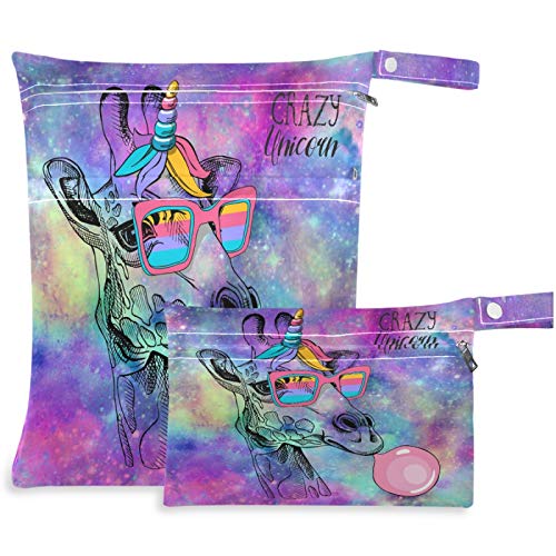 visesunny Colorful Galaxy 2 бр., Влажна чанта с джобове с цип, Моющаяся, Множество, Голям за Пътуване, плаж, басейн, детска градина,