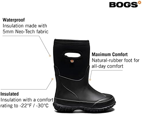 BOGS Grasp/ Бебешки Водоустойчив Изолирана при всякакви метеорологични условия Непромокаеми обувки, Кални ботуши I за Сняг, Дъжд,