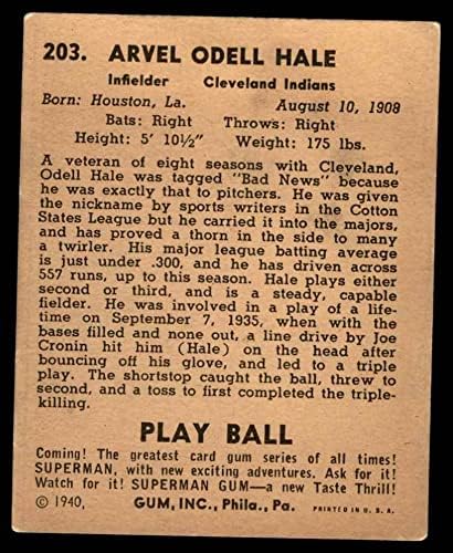 1940 Игра топката 203 Одел Хейл Кливланд Индианс (Бейзболна картичка) VG Indians