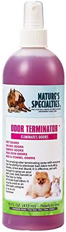Спрей за кучета Nature's Specialties Odor Terminator за домашни любимци, естествен избор за професионални грумеров, Елиминира неприятните
