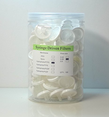 Опаковка от 20 Еднократна употреба Шприцевых филтри, PTFE, 0,45 μm, 25 мм, 2,5 см, HPLC