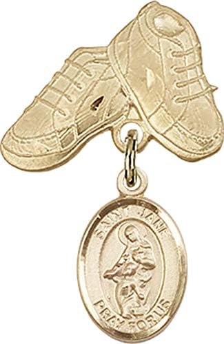Детски икона Jewels Мания за амулет Свети Джейн от Валуа и игла за детски сапожек | Детски иконата със златен пълнеж с амулет Свети