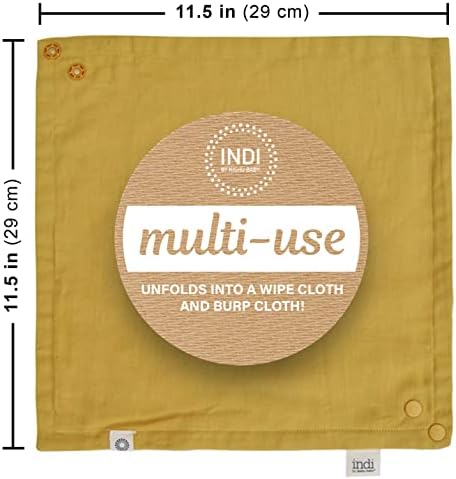 Комплект от bandanas Kishu Baby Indi и одеяла Paci - Шал-лигавник, сертифицирани Fairtrade & DESI, 3 комплект с обков (въглен, горчица,