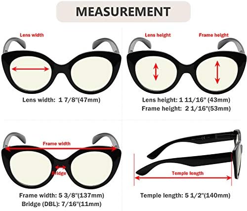 Eyekepper 4-Pack Модни Очила За четене, Блокиране на Синя Светлина, Извънгабаритни Компютърни Очила За Четене, Жена + 2,5