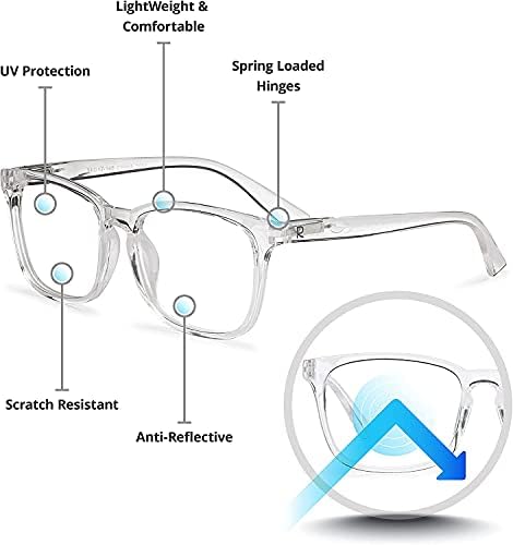 Очила за четене Readerest, блокиране на синя светлина, Компютърни очила, модерен за мъже и жени, със защита от отблясъци, От напрежението