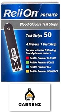 Тест-ленти ReliOn Premier за определяне на нивото на глюкоза в кръвта, комплект за 50 грама, с Изключителен магнит за хладилник