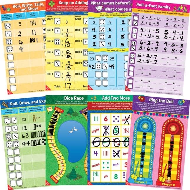 Игри с кубчета на математически мат за деца на 5-7 години – Вълнуващи математически игри Математически игри с кубчета за събиране, изваждане и още много Други – Заб?