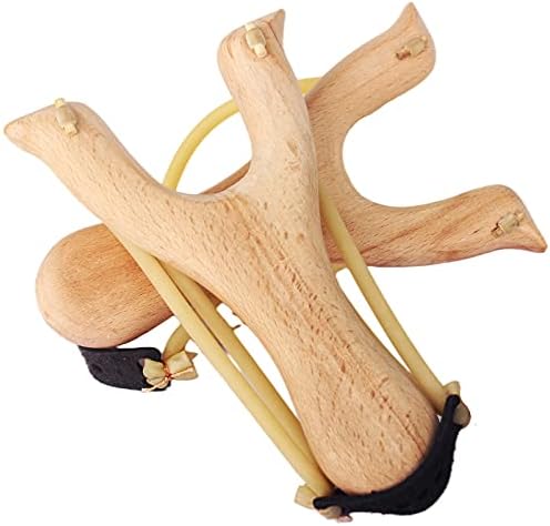 Дървена играчка-прашка kekafu, Професионален набор от ловни рогаток (Изискана опаковка), с 3 Сменяеми гумени ленти + 1 Чанта за