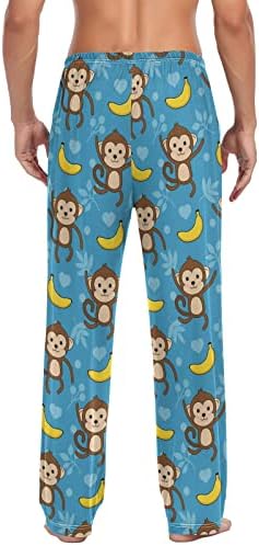 Мъжки Пижамные Панталони с Анимационни Маймуна, с Джобове, На Експозиции, За Почивка, Пижамные Панталони, Мъжки Пижамные Панталони