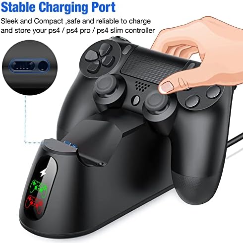 Комплект от 2 теми Зарядно Устройство за контролер PS4 Зарядно устройство за Sony Playstation4/PS4/PS4 Slim/PS4 Pro Контролер с