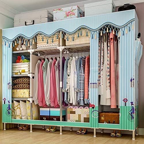 WSZJJ Текстилен Гардероб Текстилен Сгъваем Портативен Шкаф За съхранение на Мебели за Спални (Цвят: A)