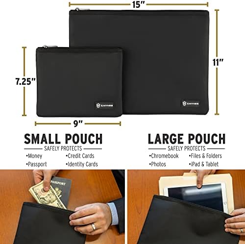 Комплект негорими чанти за документи Amynes - Пожароустойчива чанта за лаптоп с размер 16 X 12 см Плюс 2 Негорими контейнер за документи,