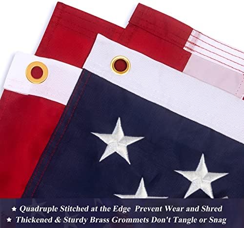Американски флаг 3x5 фута, Направено в САЩ, американския Флаг от утолщенного найлон с Бродирани Звездите и тежки люверсами, Флаг