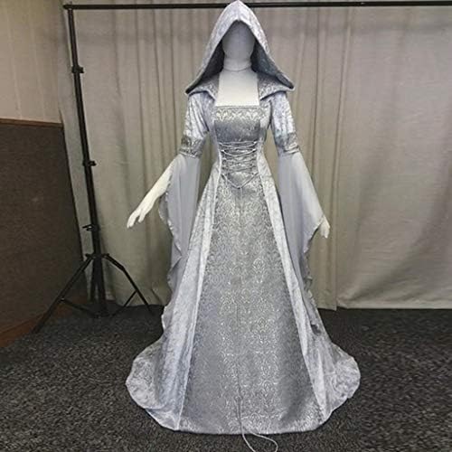 Рокля ZEFOTIM на Хелоуин, женски винтажное рокля-наметало на вещица с качулка и ръкави-една тръба, Средновековна сватбена рокля,