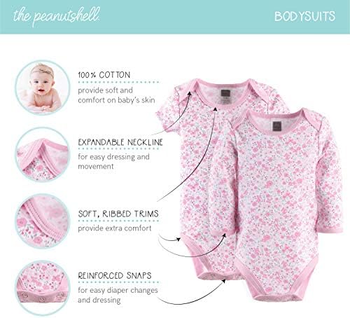 Подаръчен комплект за новородени момичета The Peanutshell Layette - Комплект дрехи и аксесоари за новородени Момичета от 23 теми - Подходящ за новородени до 3 месеца - Цвете