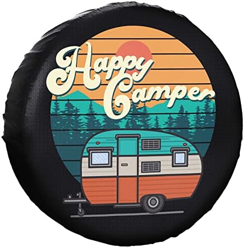 YZ-MAMU Happy Camper Калъф за Резервна гума Водоустойчив за Jeep Trailer RV Suv Камион Camper Пътен Ремарке Аксесоари, 15 инча
