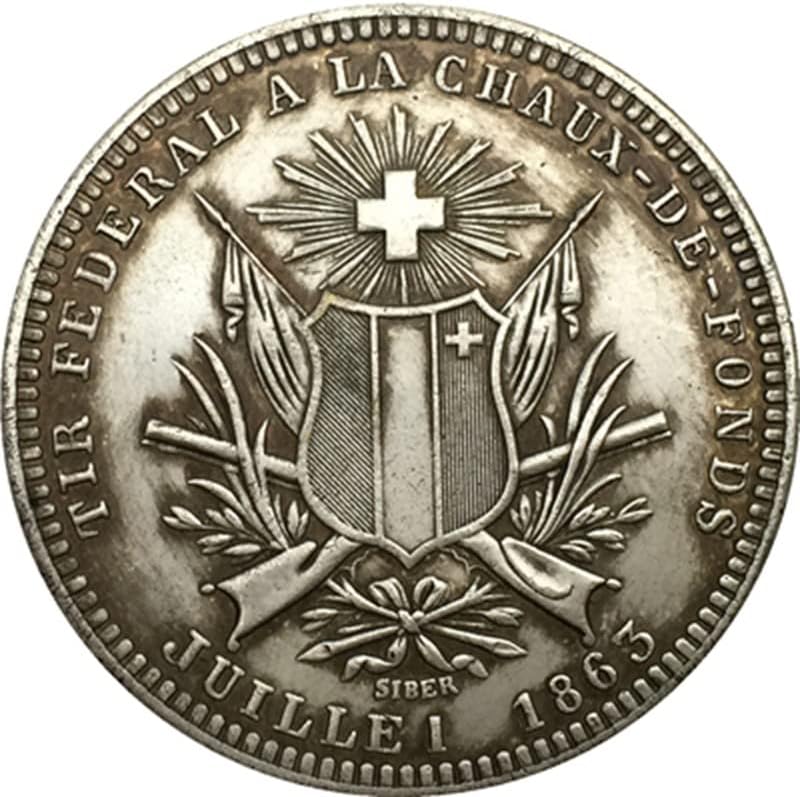 Швейцарски Монети 1863 Г., Медна, със сребърно покритие, Старинни Монети, Събиране на монети за Бродерия Може да се Взривят