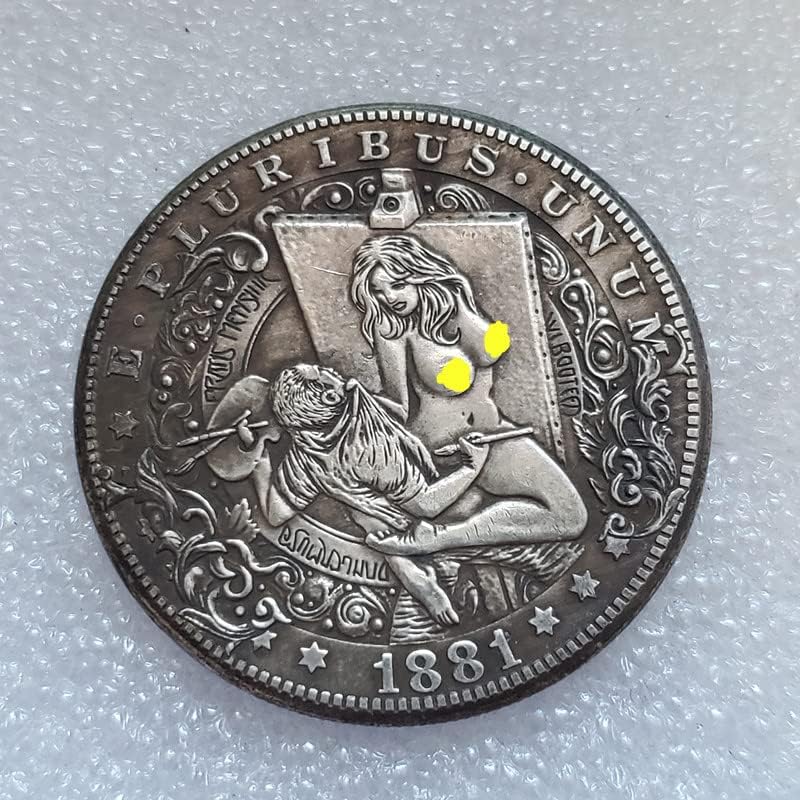 Старинни Занаяти Американски Скитащи монети от 1881 със сребърно покритие Състарени Сребърни Долара Сребърен Кръг на 1010