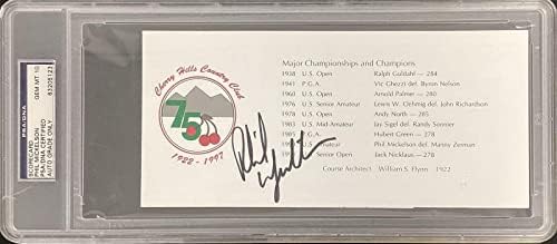Фил Микелсън Подписа Система от показатели за голф 1990 г., победител в първенството на САЩ сред любителите на PSA / DNA Auto Gem