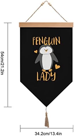 Nudquio Пингвин Дама Памук Бельо Виси Знаме, с монтиран на стената Знак Живопис Картина за Домашния Офис, Градина на Верандата на